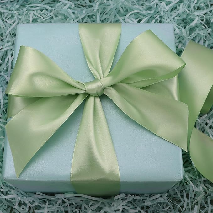 Pale Green Solid Satin Ribbon 2 Inch 25 Yards Solid Polyester Fabric Ribbon for Gift Wrapping Wedding Christmas Baby Shower Birthday Party Decoration Handmade Immortal Flower Craft
