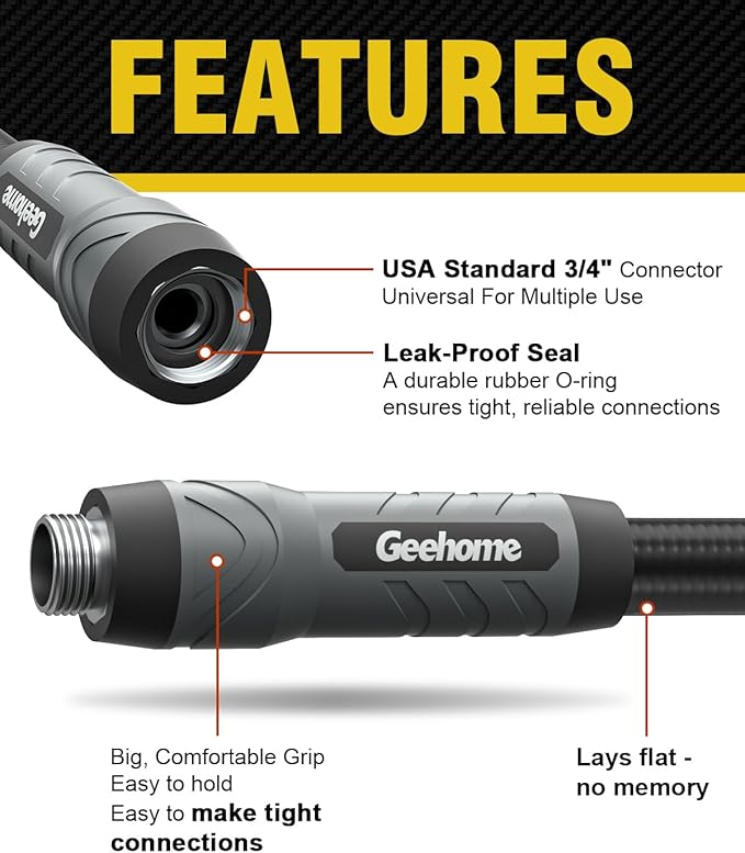 50ft Polyurethane Garden Hose, 5/8 in Lightweight Flexible Water Hose with Swivel Fittings, All-Weather, No-Kink Memory, Commercial Duty, Perfect for Home and Commercial Applications