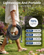 Garden Hose, Flexible Ultra Lightweight Durable, Kink-Free Water Hose - Non-Shrinking, Easy to Store, All-Weather, High-Pressure, Black (10 FT)