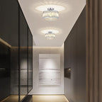 Crystal Chrome Ceiling Light, Modern Semi Flush Mount Ceiling Lighting Fixture, Round Hallway Lighting Fixtures for Entryway Kitchen Bedroom Laundry Room, 1-Light, 11.4 Inch