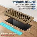 4" x 10" Floor Register Vent Covers 2-Pack, Walkable Powder-Coated Metal Vent Covers with Adjustable Airflow, Curved Safe Edges for Floor/Wall, Brown