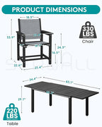 SERWALL Outdoor Dining Chairs Set of 2, All-Weather HDPE and Textilene Material Patio Chairs, Grey