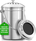Utopia Kitchen Countertop Compost Bin 1.3 Gallon, Stainless Steel, Silver