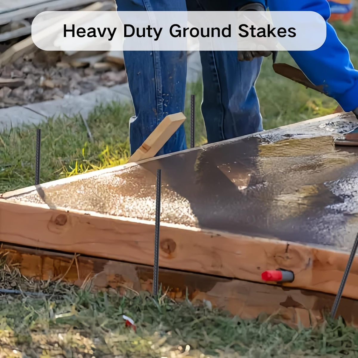 16 Inch Rebar Stakes 20 Pack 1/2 Inch Diameter Heavy Duty Steel Ground Stakes with Chisel Point End Straight Metal Stakes for Ground Concrete Form Landscape Timber and Fence, Black