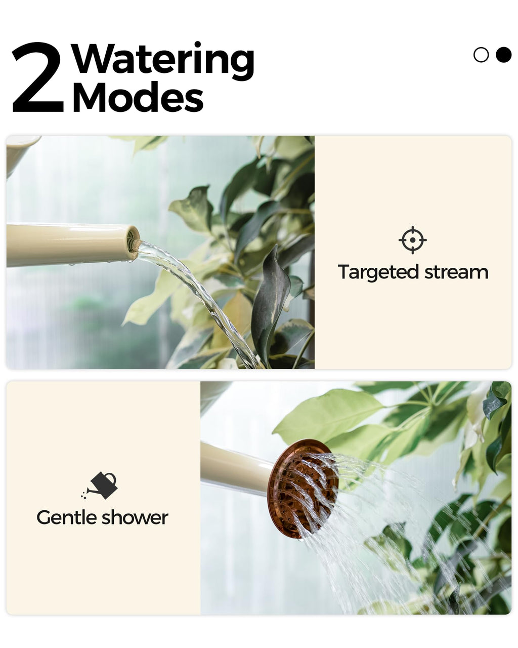 Bamworld Metal Watering Can for Indoor Outdoor Plant 1/2 Gallon Creamy