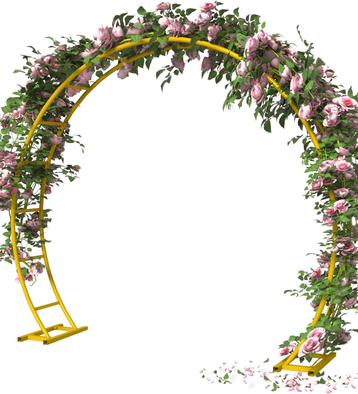Queension Metal Arch Backdrop Stand 8Ft Wide 7Ft High, Wedding Arch Frame for Wedding Decorations, Balloon Arch Stand with Base for Ceremony, Outdoor Garden Arch Trellis for Climbing Plants, Gold