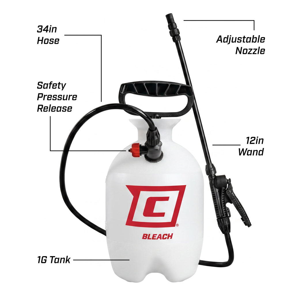 Chapin 1-Gallon Bleach Pump Sprayer, Resistant Seals for Cleaning