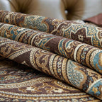 Luxury Vintage Design Table Runners 108 inches long Embroidery Jacquard Fabric with Multi-Tassels table runners for Dining Room Dresser Wedding holiday Party fireplace Decorations (Coffee, 12X108inch)