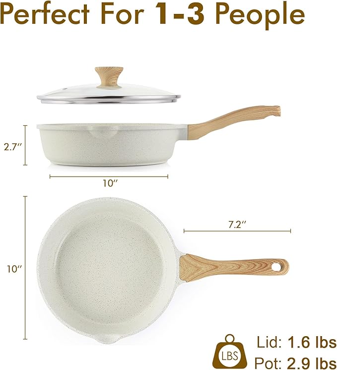 SENSARTE Nonstick Ceramic Saute Pan 10 Inch/3.5QT, Non-toxic Deep Frying Pan Skillet with Lid, Healthy Jumbo Cooker, Stay Cool Handle, Induction Compatible, PFOA & PFAS Free