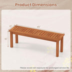 Tangkula Outdoor Wood Bench, 2-Person Backless Patio Garden Bench with Slatted Seat, Front Porch Dining Seating Furniture for Deck, Yard and Park (2)