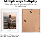 KINLINK 12x16 Picture Frame White - Solid Wood Frames with Acrylic Plexiglass for Pictures 11x14/9x12 with Mat or 12x16 without Mat, Wall Display Photo Frame, Set of 4