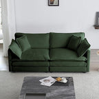 KIVENJAJA Chenille Loveseat Sofa, Oversized 2-Seater Small Cloud Couch, Modern Comfy Deep Seat Love Seat with 4 Pillows for Living Room Bedroom Office Apartment, 76.7”W, Green