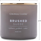 Colonial Candle Brushed Suede Scented Jar Candle, Pop of Color Collection, 3 Wick, Grey, 14.5 oz - Up to 60 Hours Burn