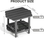 Small Outdoor Side Tables Modern 2-Tier Adirondack Table Rustic End Table HDPE Storage Shelf Industrial Corner Rectangle Coffee Table for Patio Garden Balcony Backyard Pool Farmhouse Home Grey