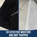Muddy Mat Chenille Bathroom Rugs Quick Dry Microfiber Mats Non Slip Washable, Extra Thick, Soft and Highly Absorbent Bath Mats for Bathroom, Kitchen, and Shower Floor - Black Runner 59"X24"