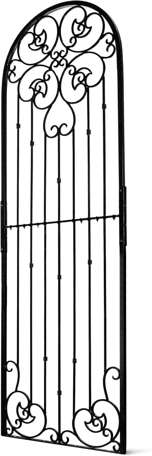 H Potter Black 8 Foot Tall Garden Trellis Wrought Iron Heavy Scroll Metal Decoration Lawn Patio and Wall Decor Screen for Rose Clematis Ivy Weather Resistant Patio Wall Art X Large (X-Large Black)