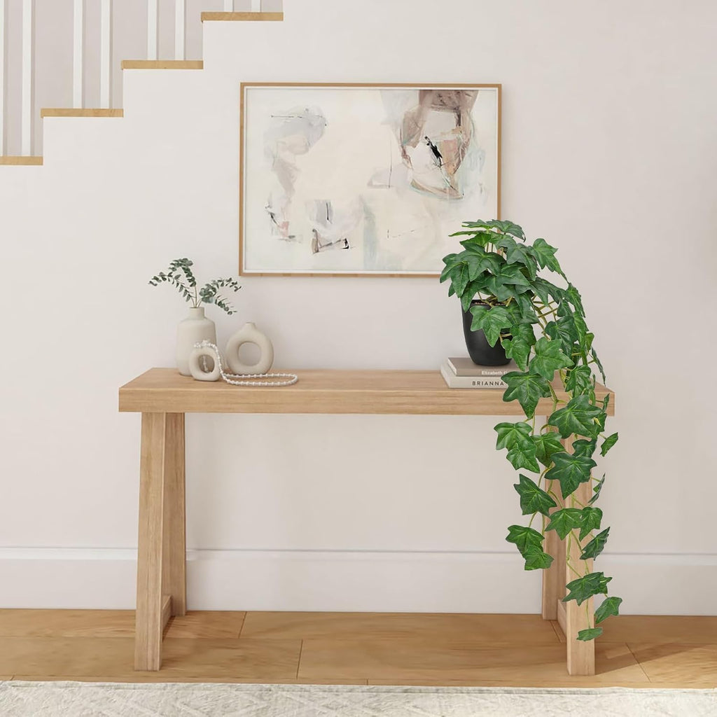 Fake Pothos Ivy Plant with Pot Artificial Green Leaves for Home Shelf Decor Indoor Silk Artificial Realistic Plant Large
