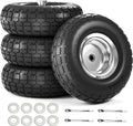 【UPGRADED】4.10/3.50-4 Tire and Wheel Flat Free, 10 Inch Solid Rubber Tire with 5/8”Axle Bore Hole and Double Sealed Bearings, for Dolly Wheels/Hand Truck Wheels/Dump Cart，4 Pack