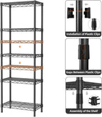 Small 5 tire Shelves Storage Wire Shelving Unit Metal Shelf Adjustable Organizers Storage Shelving for Bathroom Laundry Room Kitchen Pantry10”D x 16”W x 55”H Black
