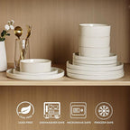 GBHOME Dinnerware Set for 4, 12 Piece Speckled Plates and Bowls Set with Glazed Bottom, Chip & Scratch Resistant Stoneware Plates Sets, Dishwasher & Microwave Safe Dishes (Mutil-Color, Service for 4)