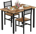 AWQM 3 Piece Dining Table Set for 2, Small Kitchen Table Set for 2 with Chairs,Wood Breakfast Nook Table and Chairs Set of 2,Dinette Set for Small Space,Dining Room,Apartment, Brown