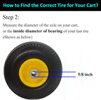 Flat Free 4.10/3.50-4 Hand Truck Tire with 3/4 Axle Bore, 2.2” Offset 10 inch Solid Tire Replacement for Hand Truck/Wagon/Garden Cart/Wheelbarrow/Dolly/Lawnmower (Set of 2) (2.2“ Offset)