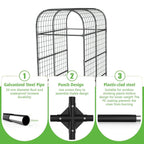 Metal Garden Arch Trellis, 7.3Ft Black for Raised Beds, Plant Support for Cucumbers & Climbing Vegetables