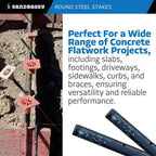Sandbaggy Round Steel Concrete Form Stakes with Nail Holes - Rust Resistant Coating - Removable, Reusable (1, 3/4 in X 60 in)