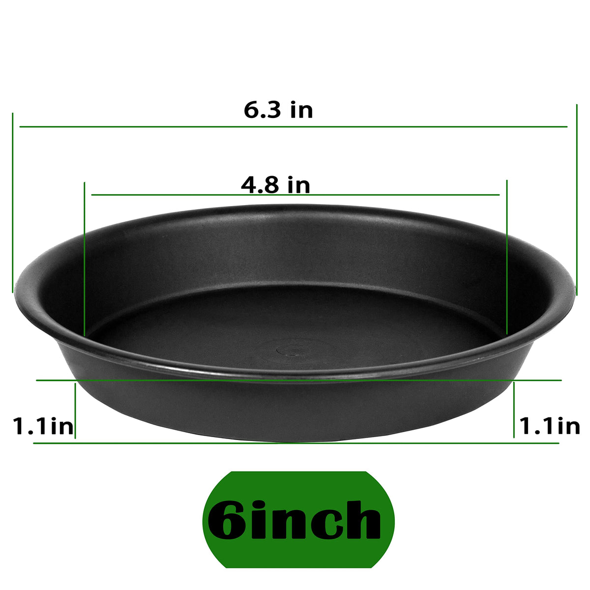 Bleuhome 6 Pack 6 inch Plant Saucer Tray, 4 6 8 10 12 15 17 19 inch Plant Saucers, Heavy Duty Plastic Plant Saucers for Indoors, Bird Bath Bowls, Flower Plant Water Trays for pots Planter (6", Black)