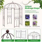 Giantex Birdcage Shape Garden Arbor, 8.4ft High x 7ft Wide, Metal Gazebo Arch Pergola Pavilion for Climbing Plants Party Wedding Ceremony Decor Outdoor, 16 Ground Stakes, Easy Assembly (Bronze)