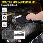 Grill Brush Bristle Free, 4 in 1 Grill Brush for Outdoor Grill with Replaceable Cleaning Head, Extra Long Safe Steam Grill Cleaner Brush with Scraper for Cast Iron, Stainless-Steel Grates
