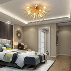 Jaycomey Sputnik Ceiling Light Fixtures, Mid-Century 12 Lights Gold Firework Ceiling Light, Modern Semi Flush Mount Ceiling Lamp for Bedroom Living Dining Room, E12, Dia 29.5 Inch