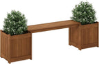 Furinno TIOMAN Planter Box with Bench, Hardwood Flower Box with Seat, Cube Garden Box, in Teak Oil, Outdoor Indoor, Garden, Patio, Balcony, Light Wood