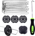 Swpeet 201Pcs U-Shaped Landscape Garden Stakes Staples and Plastic Fixing Gasket with Pick Hook Assortment Kit, Garden Lawn Landscape Staples for Irrigation Hoses, Fixed Fences, Artificial Turf Nails