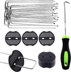 Swpeet 201Pcs U-Shaped Landscape Garden Stakes Staples and Plastic Fixing Gasket with Pick Hook Assortment Kit, Garden Lawn Landscape Staples for Irrigation Hoses, Fixed Fences, Artificial Turf Nails