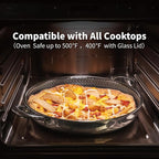Hybrid Nonstick Skillet with Lid 12 Inch, Stainless Steel Paella Pan with Two Handles Multi-Functional Pan Dishwasher and Oven Safe