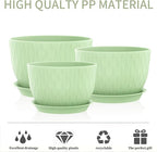 12/10/9 Inch Plant Pots, 3 Pack Large Flower Pots for Indoor and Outdoor Plants with Water Ripples, Large Plastic Flower Pots with Drainage Holes and Tray for Garden Indoor Plants