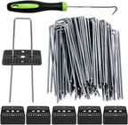 Bakulyor 50 Pcs Landscape Staples + 50 Pcs Gasket, 6 Inch Garden Stakes Staples 11 Gauge U Shaped Galvanized Lawn Landscape Pins, Heavy Duty Yard Ground Pin for Weed Barrier Sod Fabric Decorations