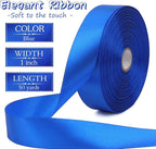 Blue Solid Satin Ribbon 1 Inch 50 Yards Solid Polyester Fabric Ribbon for Gift Wrapping Wedding Christmas Baby Shower Birthday Party Decoration Handmade Immortal Flower Craft