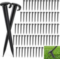Vicenpal 100 Pcs 7 Inch Plastic Yard Stakes Inflatables Heavy Duty Plastic Garden Stakes for Tent Ground Replacement Outdoor Fence Lawn Pegs Landscape Staples Halloween Christmas Decorations (Black)