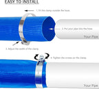 DAVCO 1.25" x 50 ft Pool Backwash Hose, Heavy Duty Reinforced Blue PVC Lay Flat Water Discharge Pump Hoses For Swimming Drain Pools and Clean Filters,with 1 Clamp