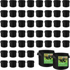 LITLANDSTAR 50 Pack 7 Gallon Plant Grow Bags, Breathable Felt Non-Woven Aeration Fabric Plant Grow Pots, Garden Planting Containers for Nursery Vegetable Flower Grow Bags with Handles (13.8x11.8inch)
