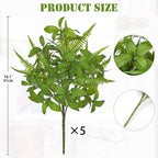 Artificial Fern Mint Leaves Stems Mix Plants 5pcs Realistic UV Resistant Fake Greenery Plants and Branches for Decor Home Indoor Outdoor Garden
