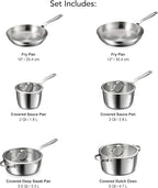 Tramontina Tempo Tri-Ply Base Stainless Steel 10-Piece Cookware Set with Glass Lids, Pots and Pans Kitchen Set, Induction-Ready, Oven-Safe, Dishwasher-Safe