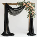 Wokceer Wedding Arch Draping Fabric 28.7" x 20FT Black Sheer Backdrop for Ceremony, Birthday Party, Bridal Shower Decoration