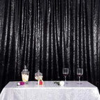 SquarePie Sequin Backdrop Curtain Less See Through Thick Glitter Background for Halloween Party 10FT x 10FT Black