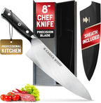 KANKA Professional 8 inch Chef Knife – High Grade 1.4116 Stainless Steel, Ultra-Premium G-10 Fiberglass Handle, Premium Wood Sheath Included – Essential Kitchen Knife for Chefs