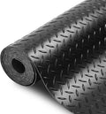 SEAL 6 x 15 Ft Premium Garage Floor Mat, Solid 2.8mm Thickened Black Commercial Grade Heavy Duty Parking Mat for Garage Floor, Golf Cart, Water/Stain Resistant Floor Runner (Embossed Diamond Plate)