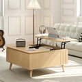 36.2" Lift Top Coffee Table with Storage, Large Square Coffee Tables with Hidden Compartment, Mid Century Modern Center Table for Home Office,Living Room,Oak