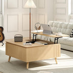 36.2" Lift Top Coffee Table with Storage, Large Square Coffee Tables with Hidden Compartment, Mid Century Modern Center Table for Home Office,Living Room,Oak